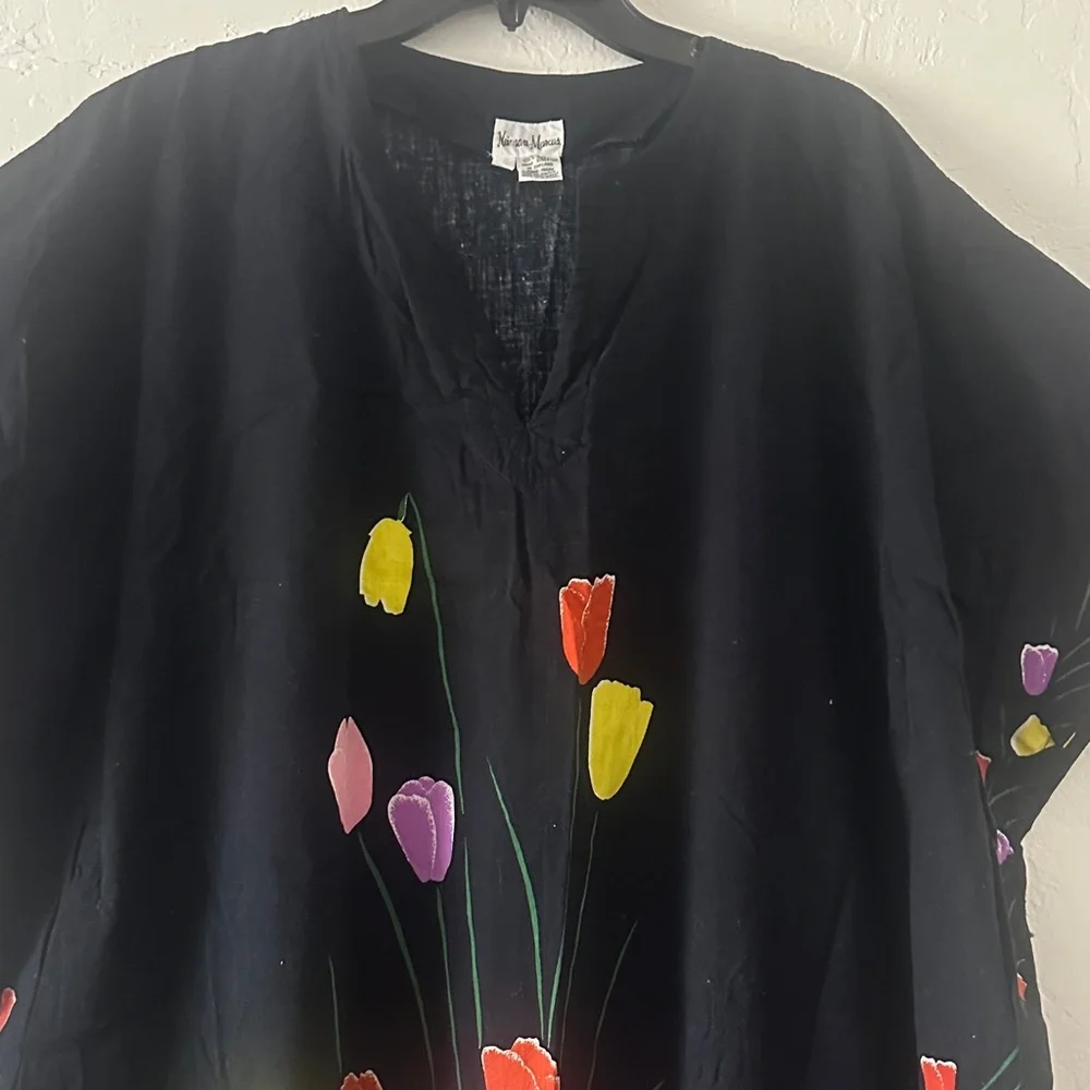 Neiman Marcus Hand-Screened Floral Kaftan Dress – Size‎ M, 100% Cotton - Picture 4 of 8